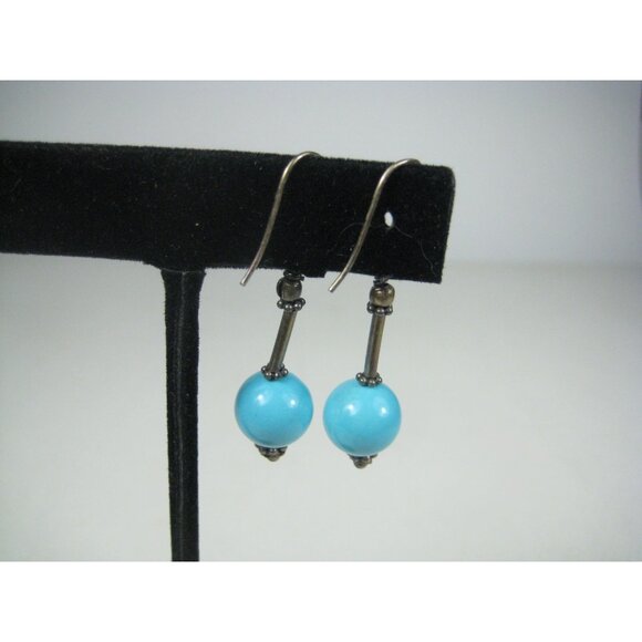 Glass Beaded Dangle Earrings Sterling Silver 925 Hooks - Picture 6 of 6